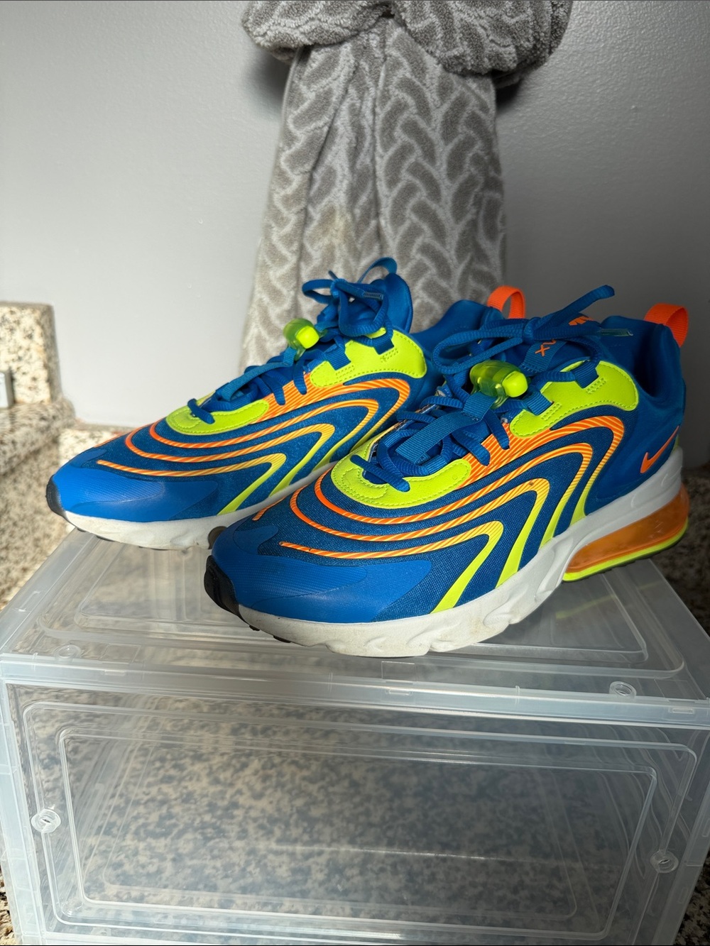Nike Kids Blue Neon Green & Orange Athletic Sneakers